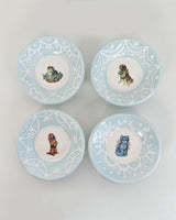 Lacey Light Blue Dishes Featuring Vintage Artwork and a Hook for Hanging | Jessica Walker