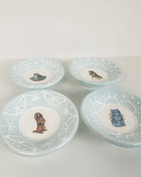 Lacey Light Blue Dishes Featuring Vintage Artwork and a Hook for Hanging | Jessica Walker