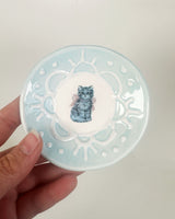 Lacey Light Blue Dishes Featuring Vintage Artwork and a Hook for Hanging | Jessica Walker