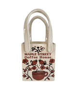 Coffee Shop Tote Bag Vase Featuring Handpainted Artwork