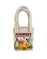 Pumpkin Patch Tote Bag Vase Featuring Handpainted Artwork