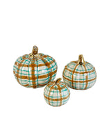 Sand & Jade Plaid Pumpkins with 22k Gold Accents