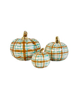 Sand & Jade Plaid Pumpkins with 22k Gold Accents