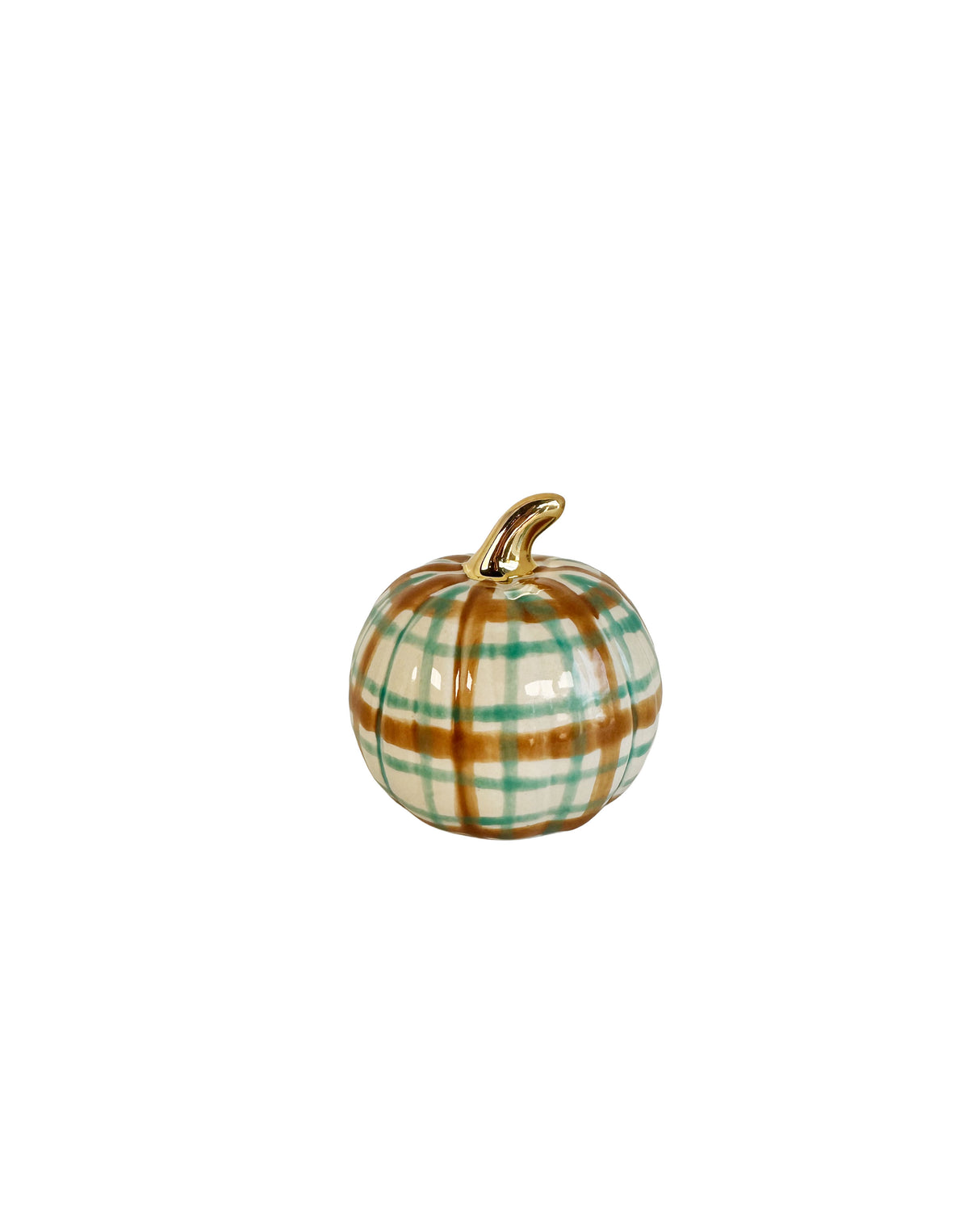 Sand & Jade Plaid Pumpkins with 22k Gold Accents