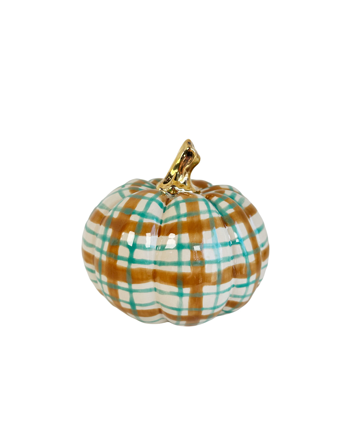 Sand & Jade Plaid Pumpkins with 22k Gold Accents