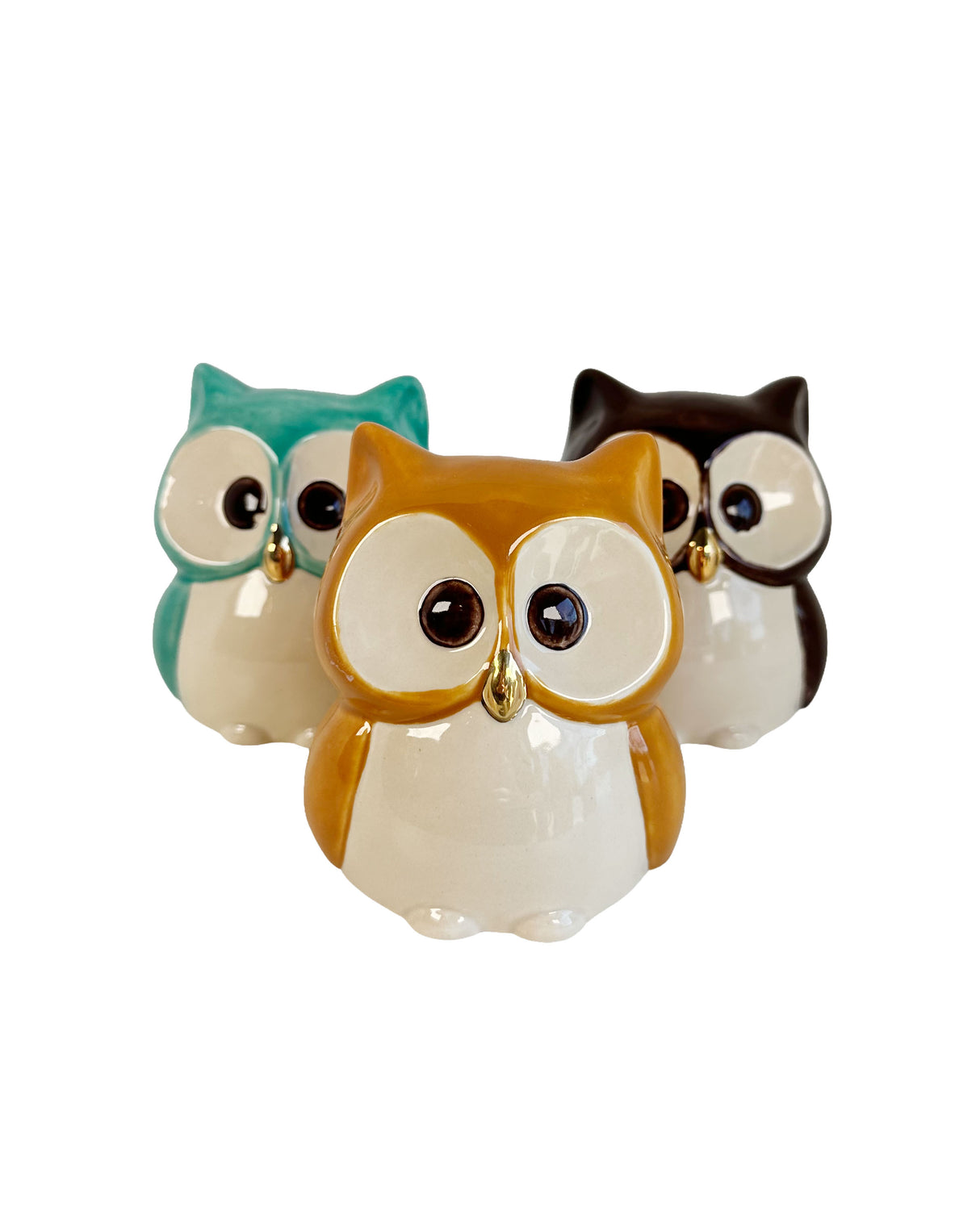 Cozy Fall Ceramic Owls featuring 22k Gold