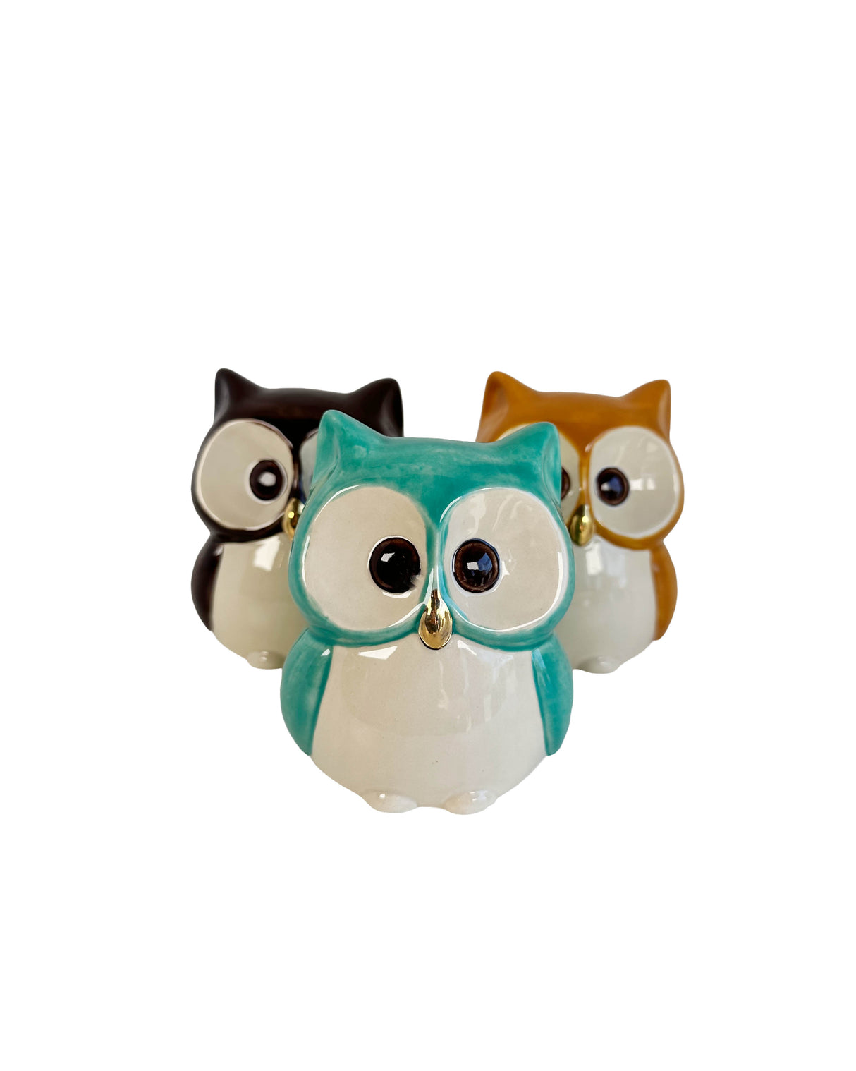 Cozy Fall Ceramic Owls featuring 22k Gold