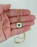 Gridded Green Heart Ceramic Charm Necklace | Terra Clay Co.