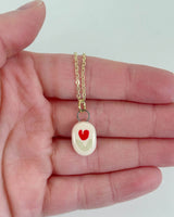 Red Heart Flower Ceramic Charm Necklace | Terra Clay Co.