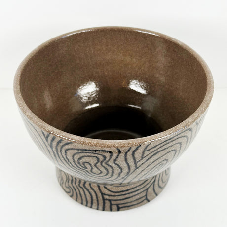 Pedestal Shaped Brown Stoneware Bowl | Danny Aguirre