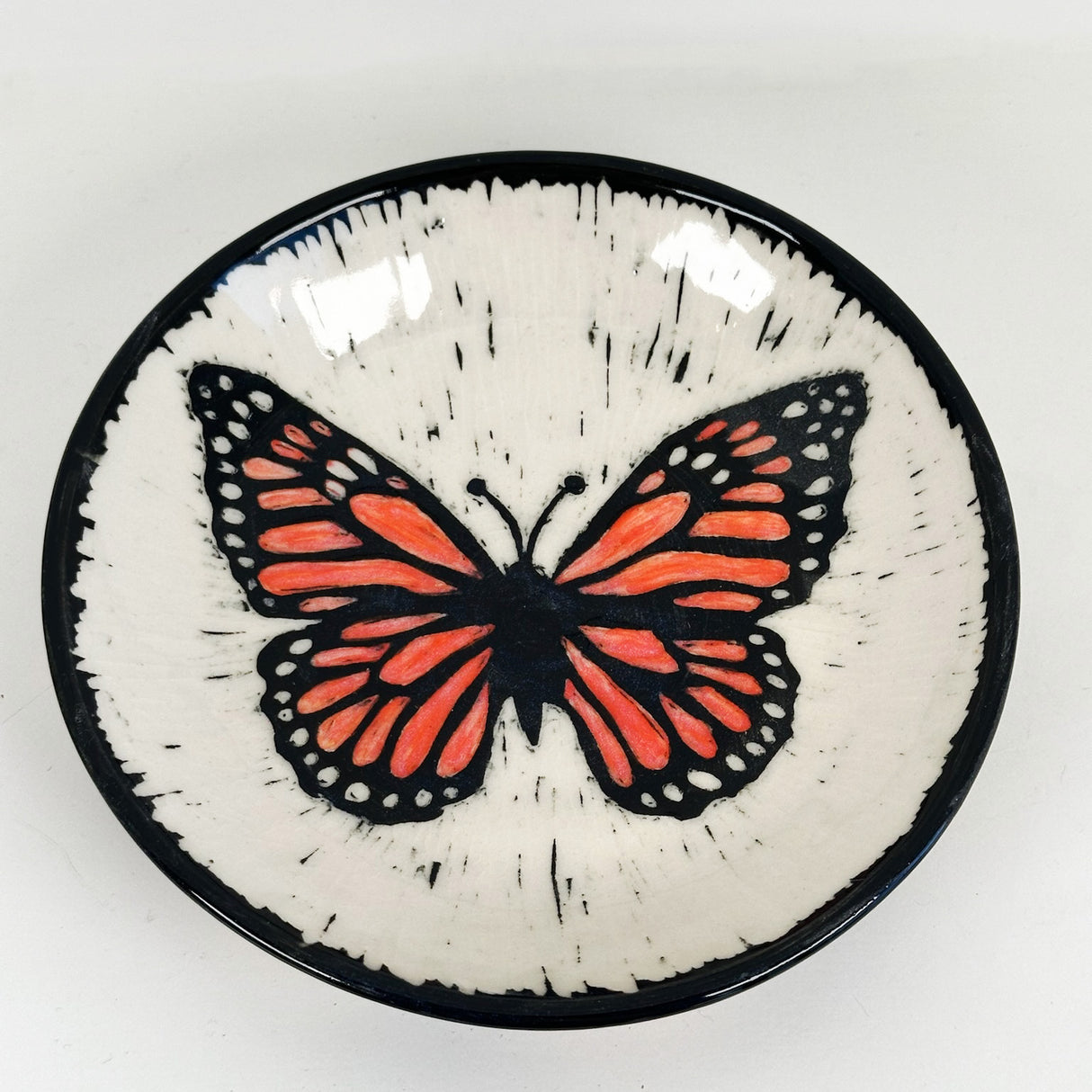 Extra Small Carved Monarch Shallow Plate | Cindy Walker Davidson
