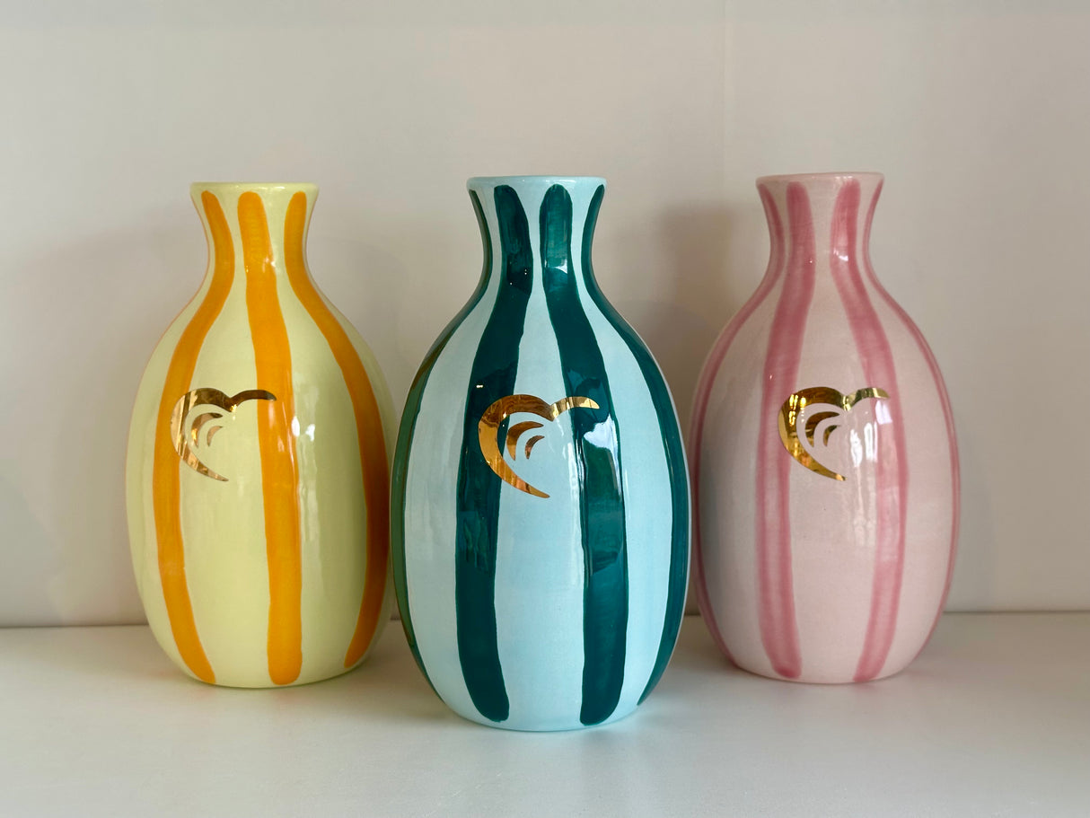 Hearts for Hearing Striped Bud Vase