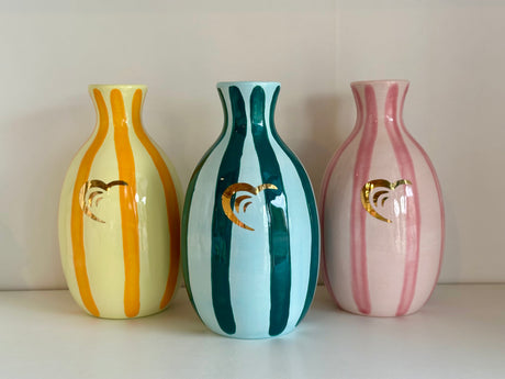 Hearts for Hearing Striped Bud Vase