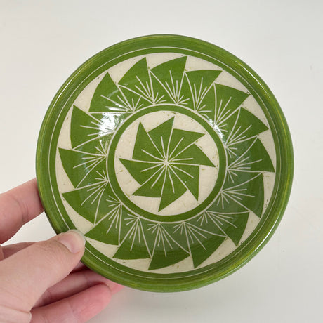 Grass Green Craved Triangle Bowl | Cindy Walker Davidson