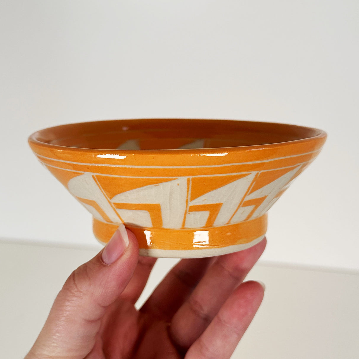 Creamy Orange Windmill Patterned Carved Bowl | Cindy Walker Davidson