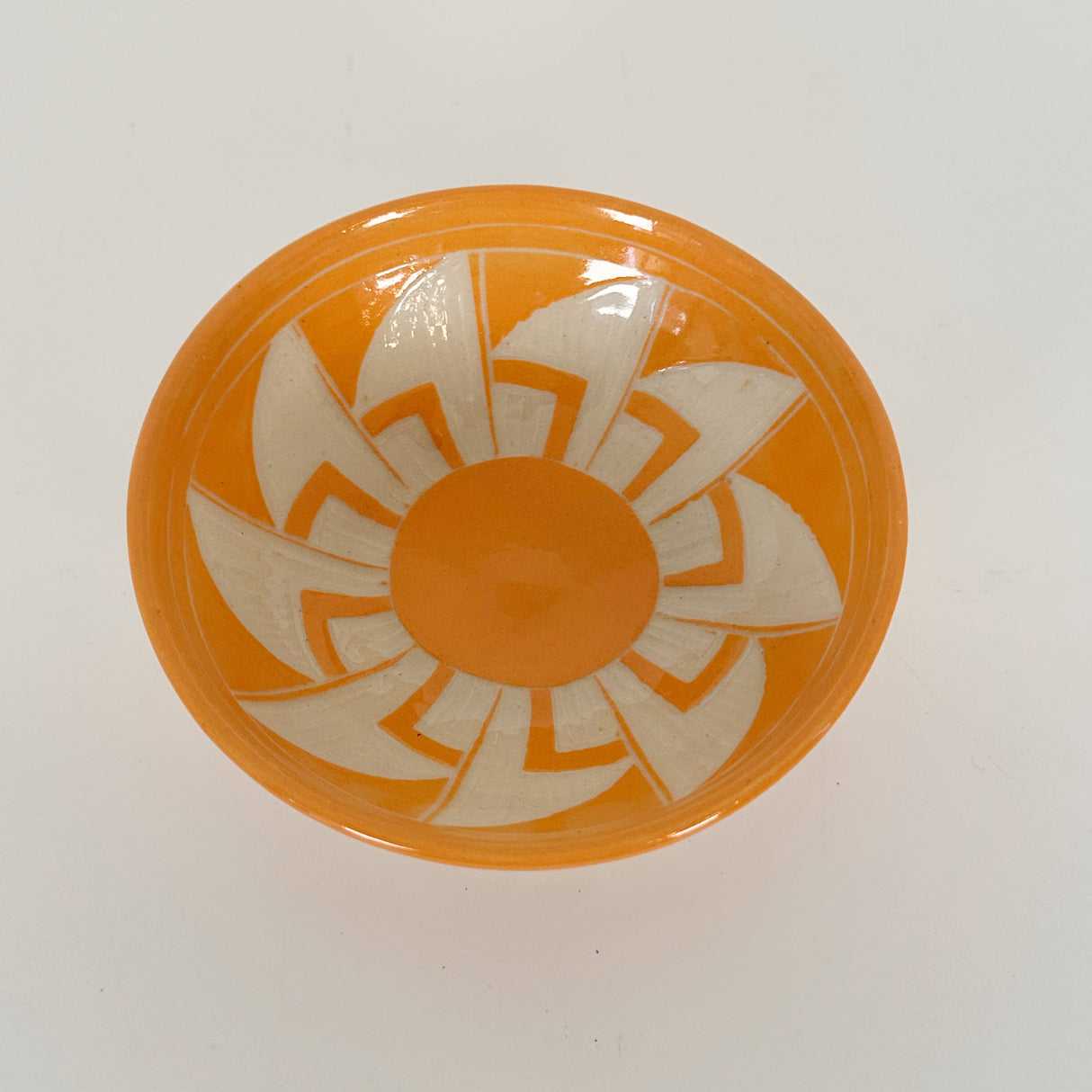 Creamy Orange Windmill Patterned Carved Bowl | Cindy Walker Davidson