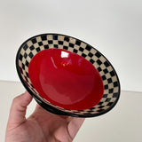 Red & Black Checkered Carved Bowl | Cindy Walker Davidson