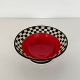 Red & Black Checkered Carved Bowl | Cindy Walker Davidson