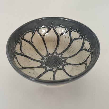 Gray Floral Carved Bowl | Cindy Walker Davidson