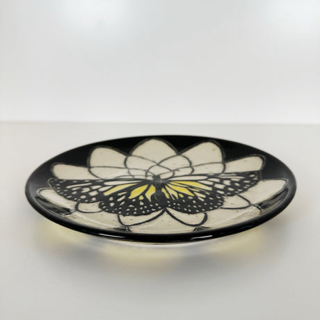 Yellow and White Carved Butterfly Plate | Cindy Walker Davidson