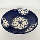 Cobalt Blue Floral Pattern Carved Bowl | Cindy Walker Davidson