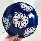 Cobalt Blue Floral Pattern Carved Bowl | Cindy Walker Davidson