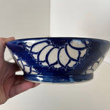 Deep Cobalt Blue Floral Pattern Carved Bowl | Cindy Walker Davidson