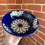 Deep Cobalt Blue Floral Pattern Carved Bowl | Cindy Walker Davidson