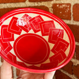 Small Red Tumbled Square Carved Bowl | Cindy Walker Davidson