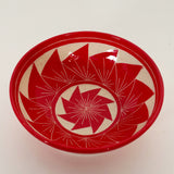 Small Red Fan Blade Carved Bowl | Cindy Walker Davidson