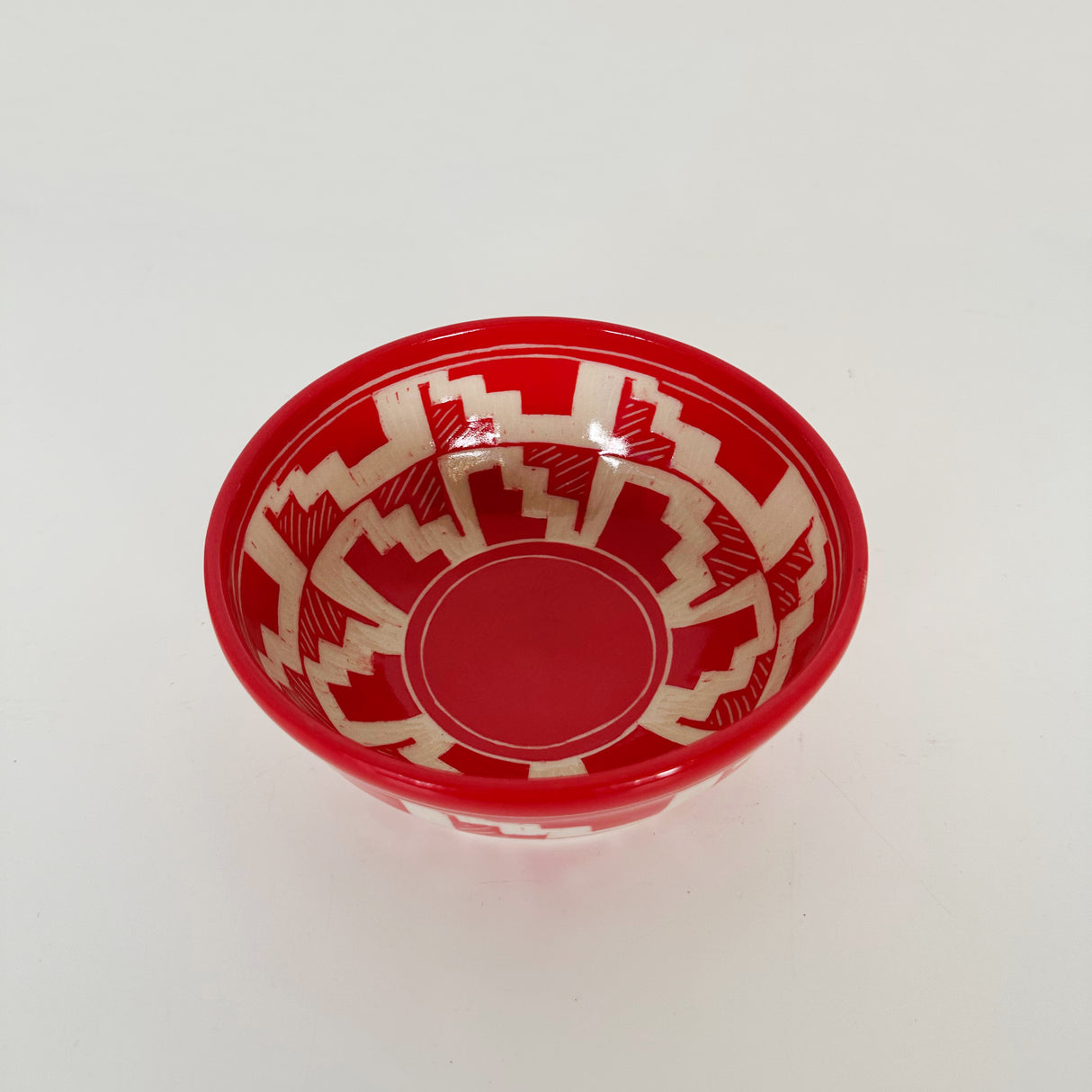 Small Red Stair Step Carved Bowl | Cindy Walker Davidson