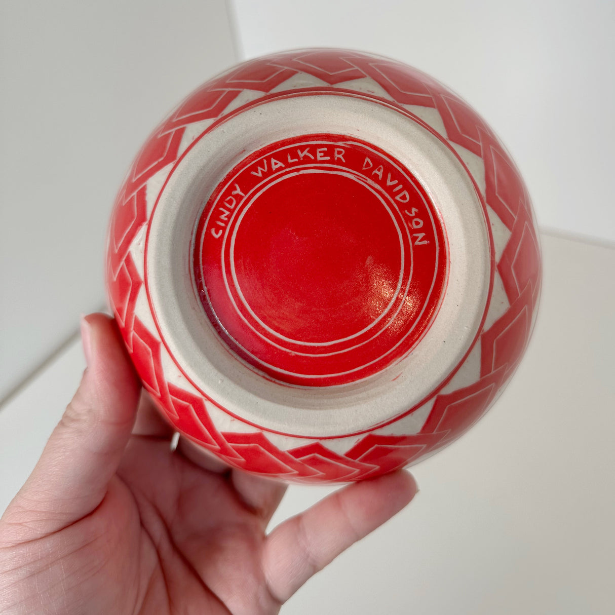 Red Tumbling Square Carved Bowl | Cindy Walker Davidson