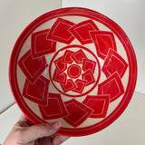 Flared Red Tumbling Square Carved Bowl | Cindy Walker Davidson
