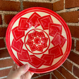 Flared Red Tumbling Square Carved Bowl | Cindy Walker Davidson