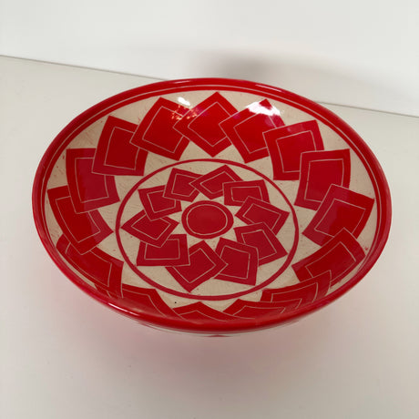 Large Red Tumbling Square Carved Bowl | Cindy Walker Davidson