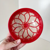 Small Red Floral Carved Bowl | Cindy Walker Davidson