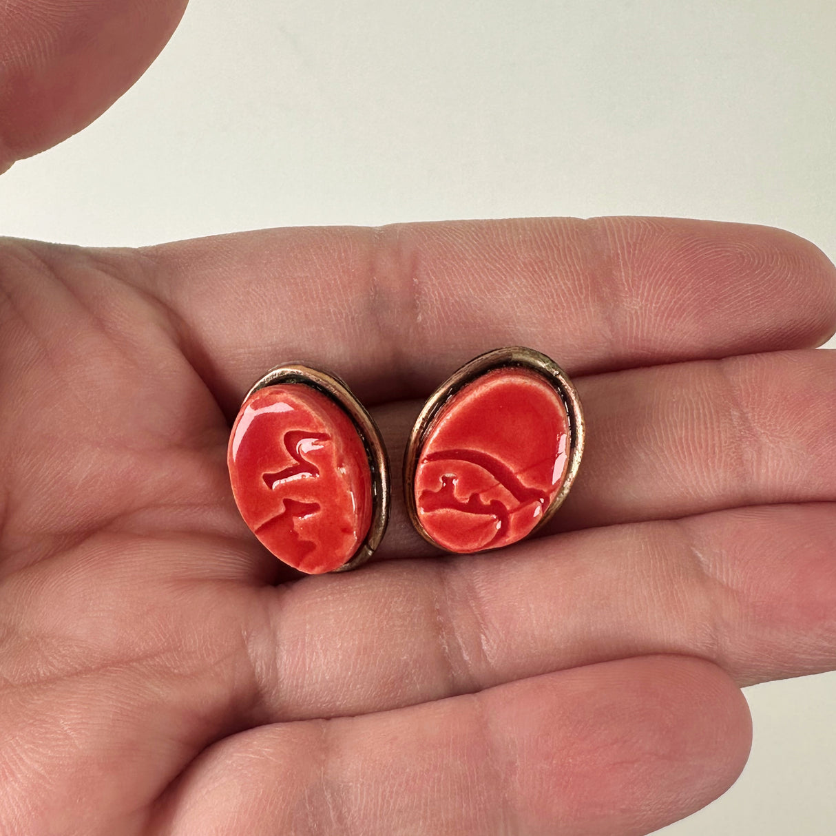 Red Copper Earrings | Little Mouse Clayworks