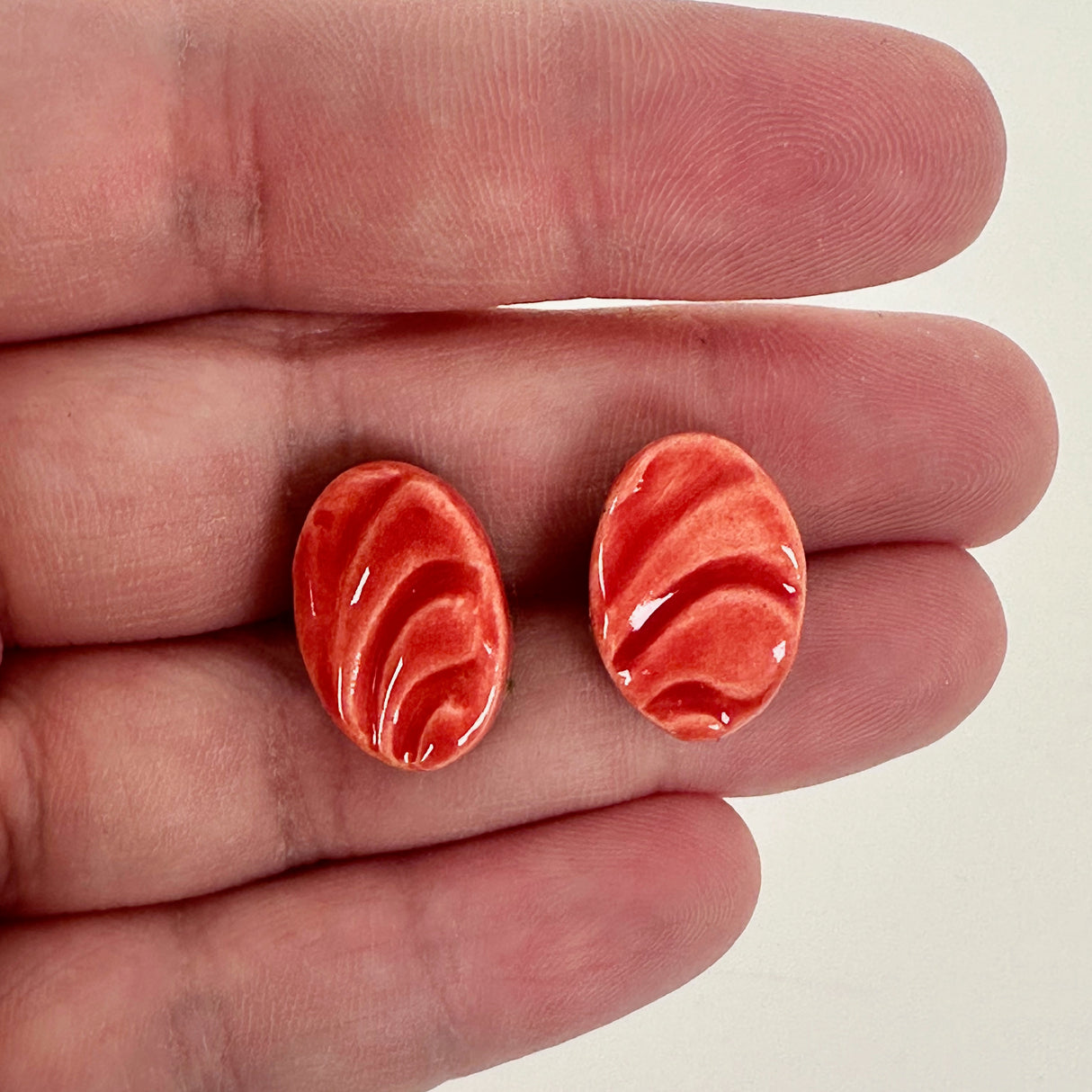 Red Curve Clay Earrings | Little Mouse Clayworks