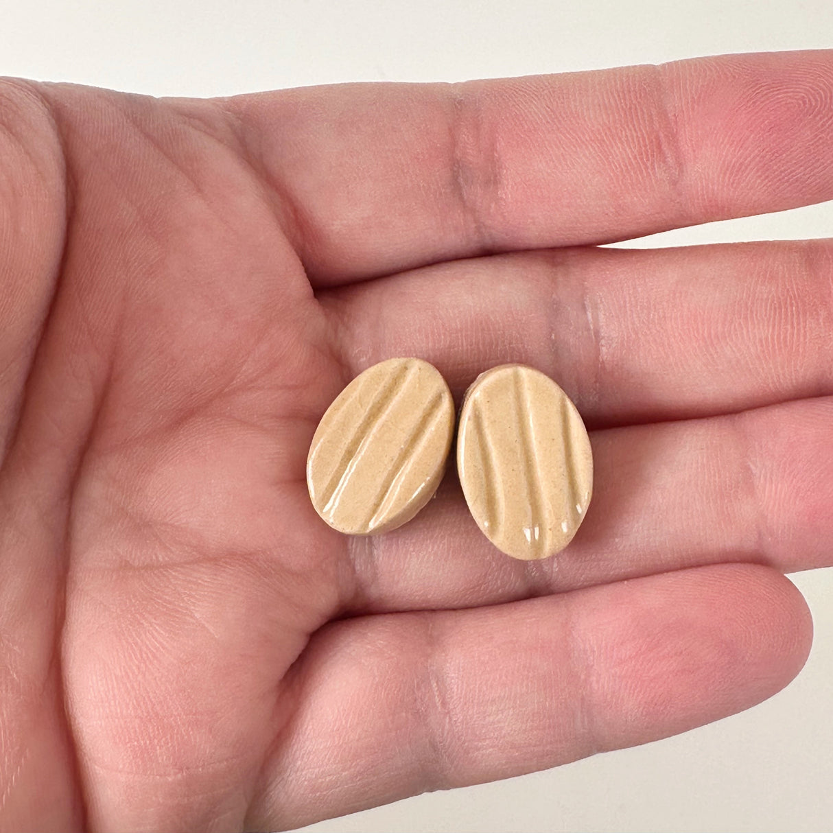 Sandy Almond Clay Earrings | Little Mouse Clayworks