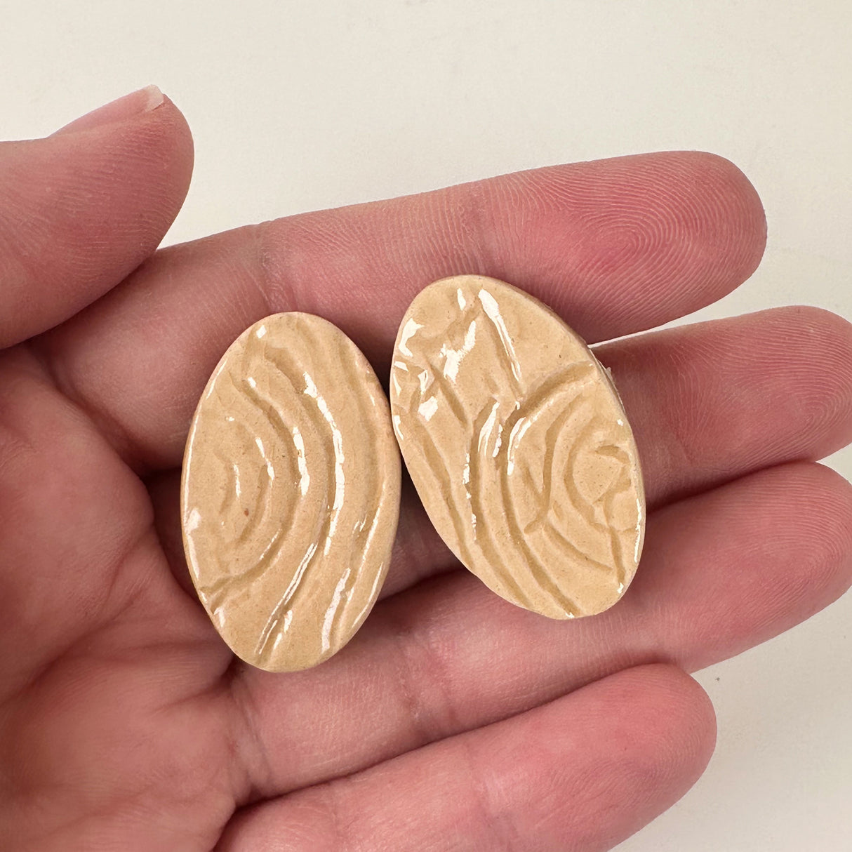 Medium Wood Texture Clay Earrings | Little Mouse Clayworks