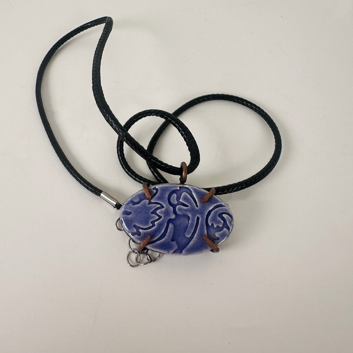 Blue Oval Clay & Copper Necklace | Little Mouse Clayworks