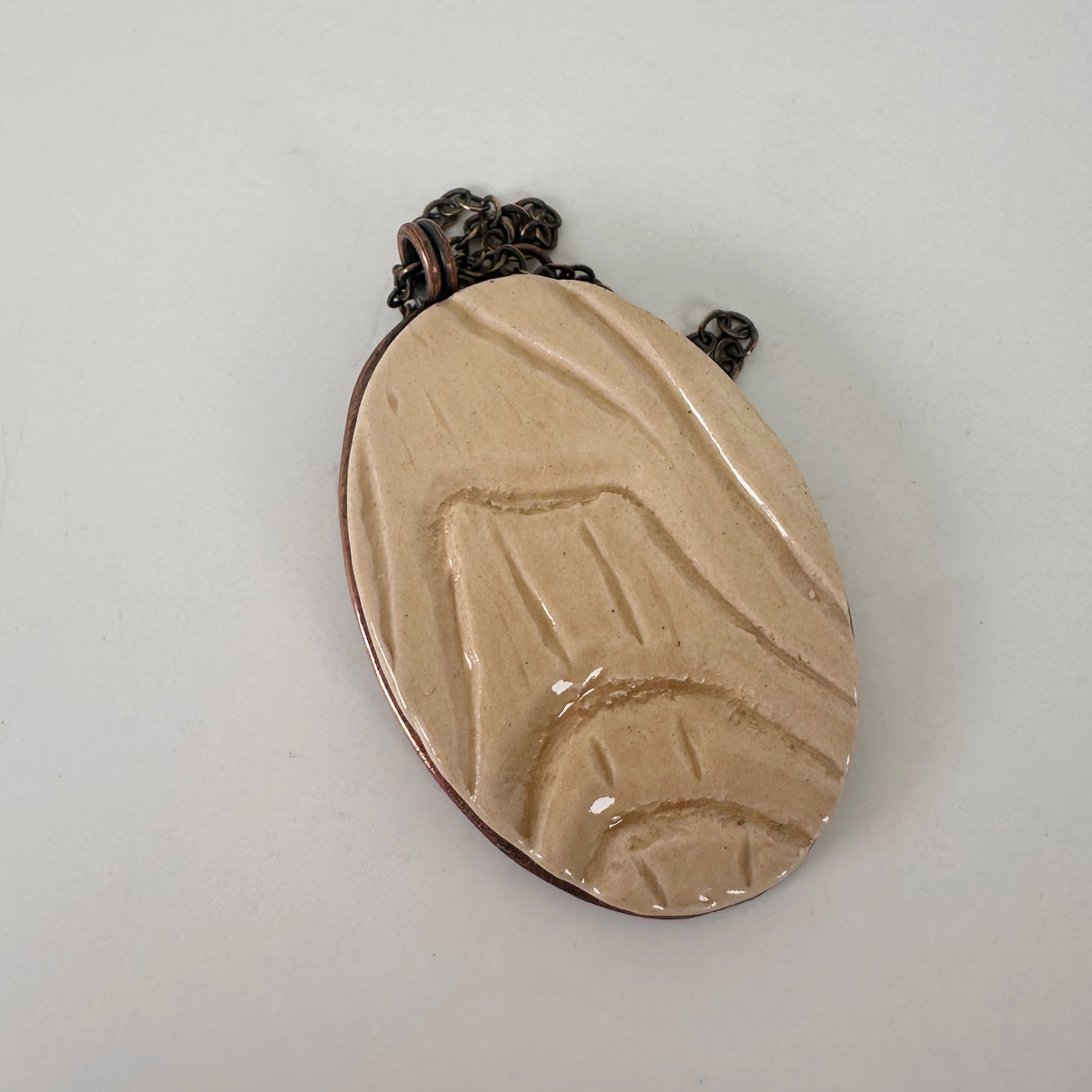 Wood Textured Clay & Copper Necklace | Little Mouse Clayworks