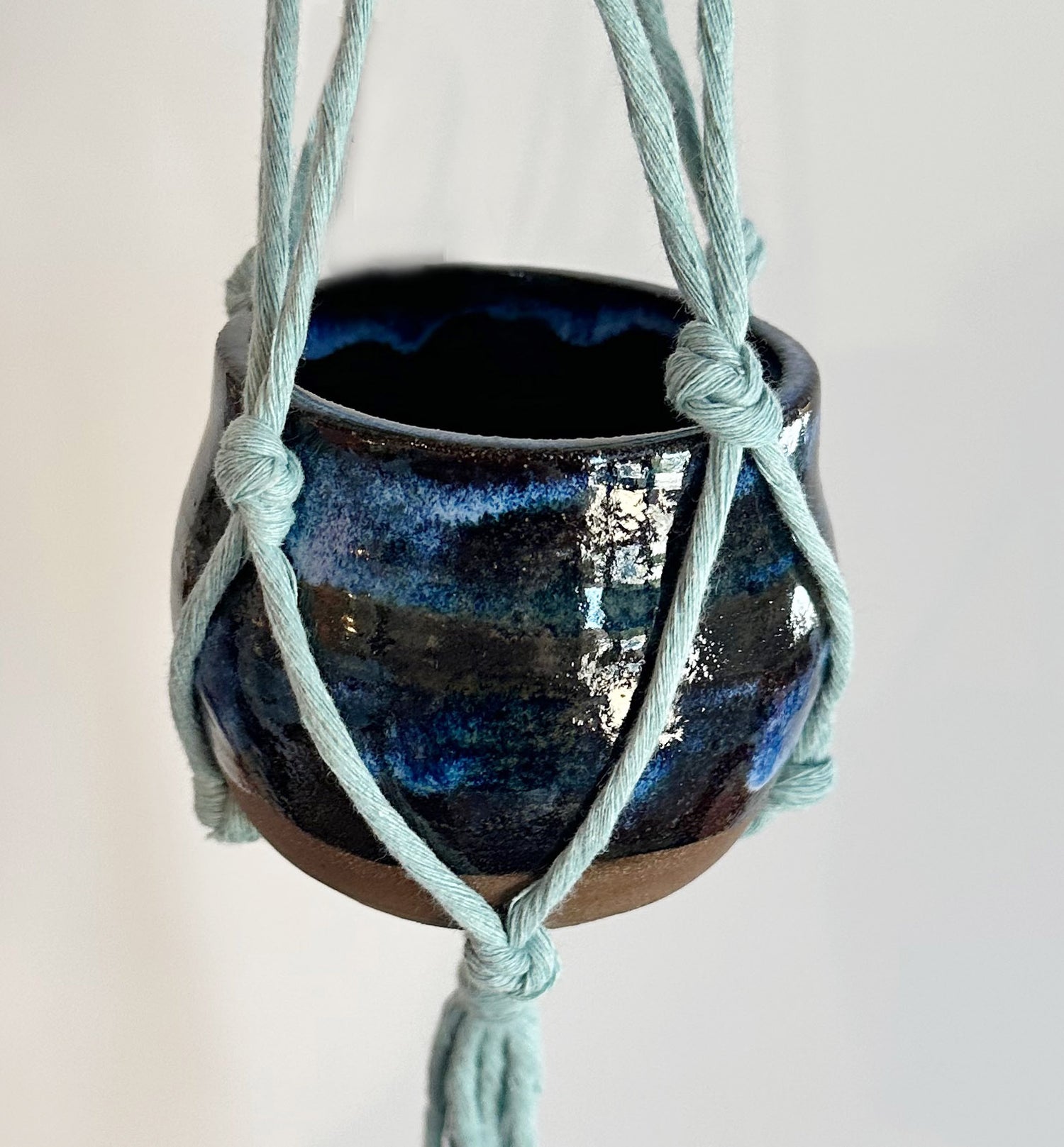 deep hanging planter Deep Blue & Aqua Hanging Planter