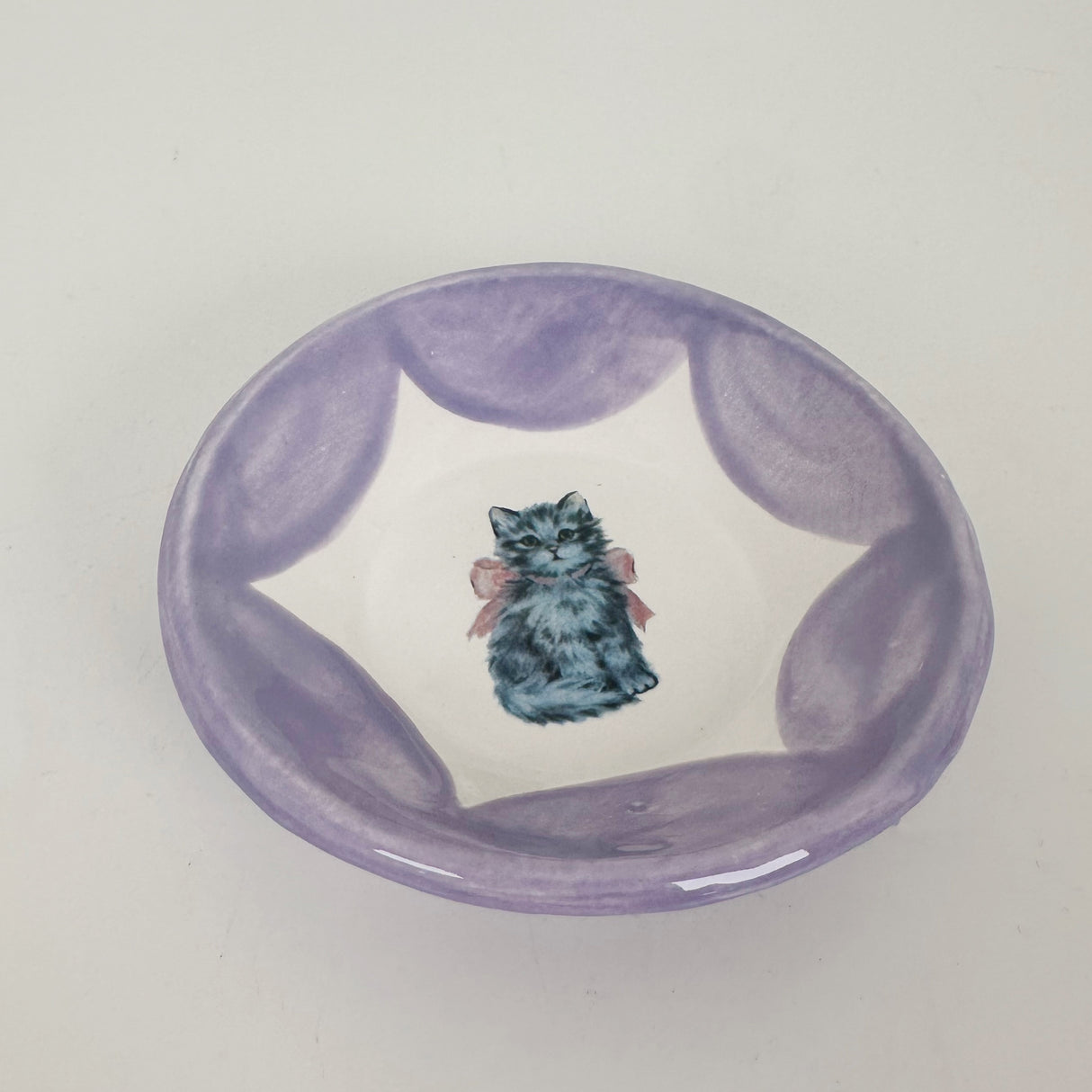Purple Mini Dishes Featuring Vintage Cat Artwork | Jessica Walker
