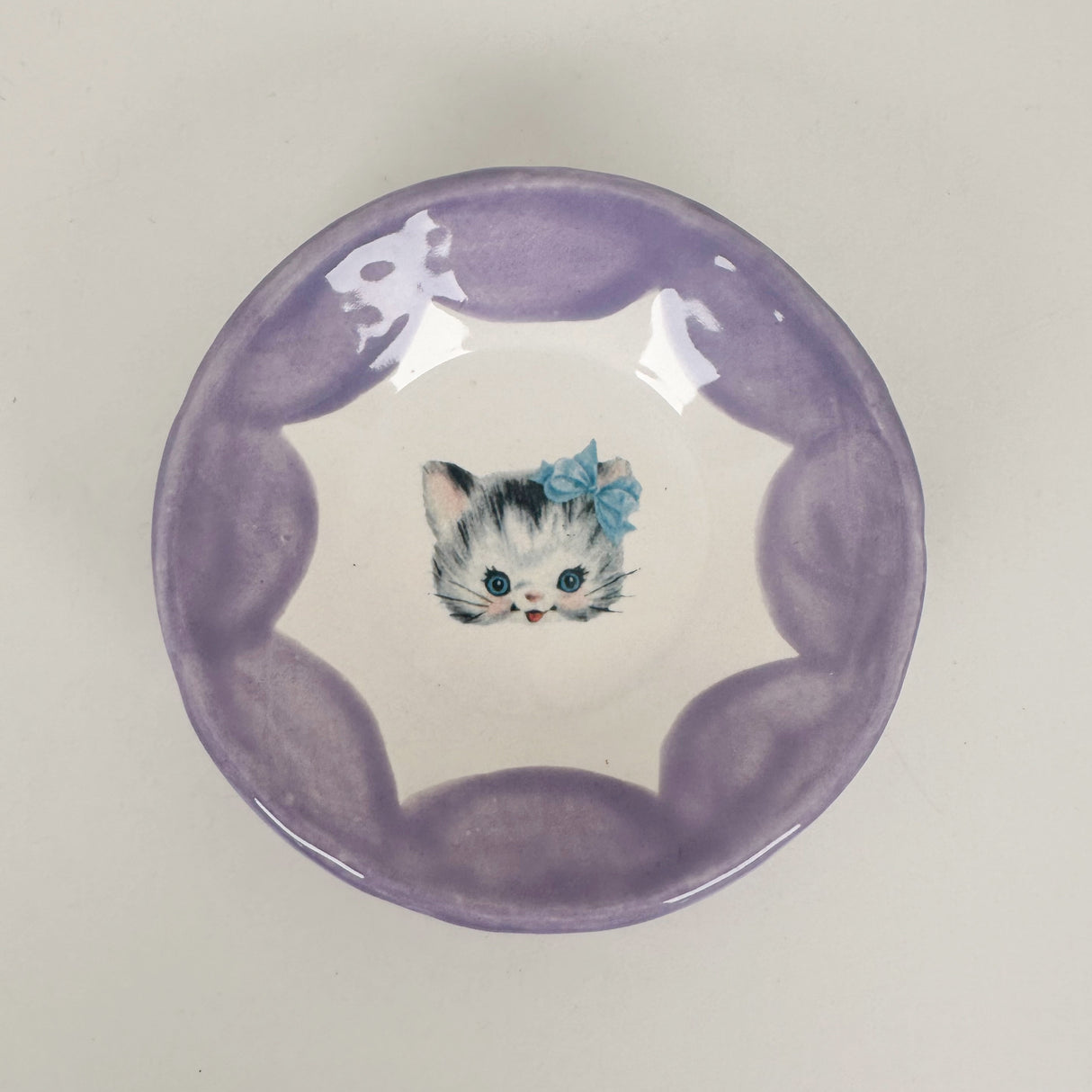 Purple Mini Dishes Featuring Vintage Cat Artwork | Jessica Walker