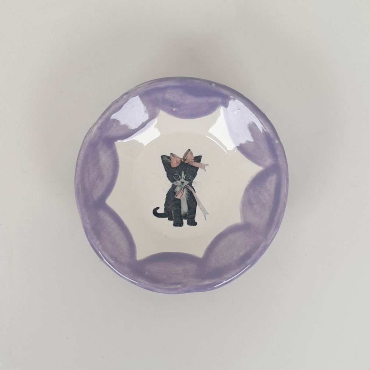 Purple Mini Dishes Featuring Vintage Cat Artwork | Jessica Walker