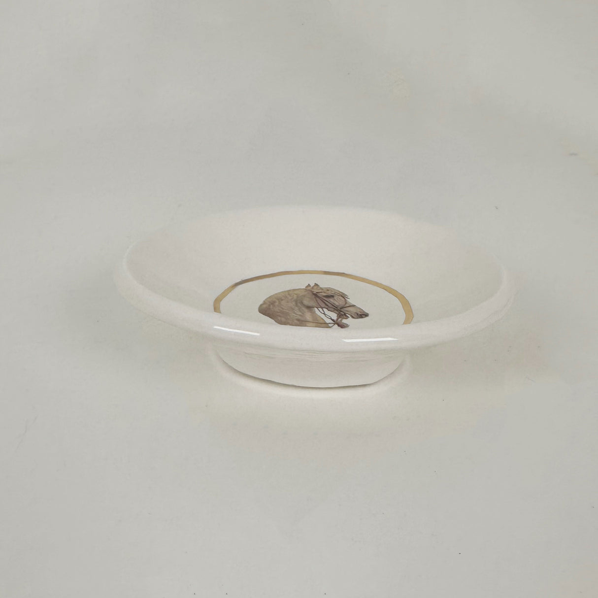 White Dish Featuring Vintage White Horse Artwork | Jessica Walker