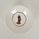 White Dish Featuring Vintage Artwork & Hook for Hanging - Sitting Dog | Jessica Walker