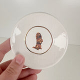White Dish Featuring Vintage Artwork & Hook for Hanging - Sitting Dog | Jessica Walker