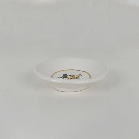 White Dish Featuring Vintage Artwork & Hook for Hanging - Puppy Trio | Jessica Walker